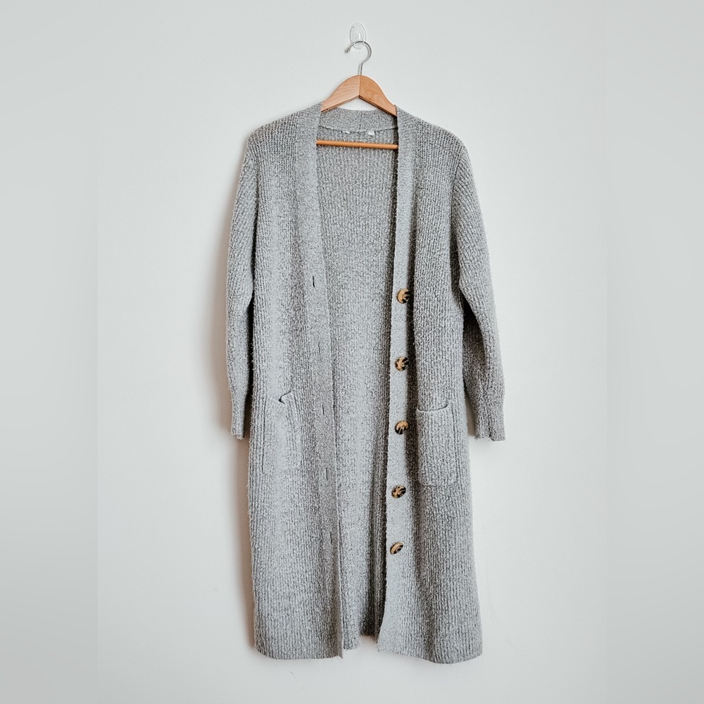 Cozy Gray Knit Cardigan Sweater